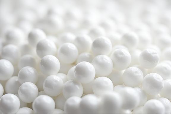 Close-up of sorted, clean plastic pellets.