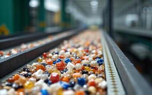 Waste materials on an intake conveyor belt.
